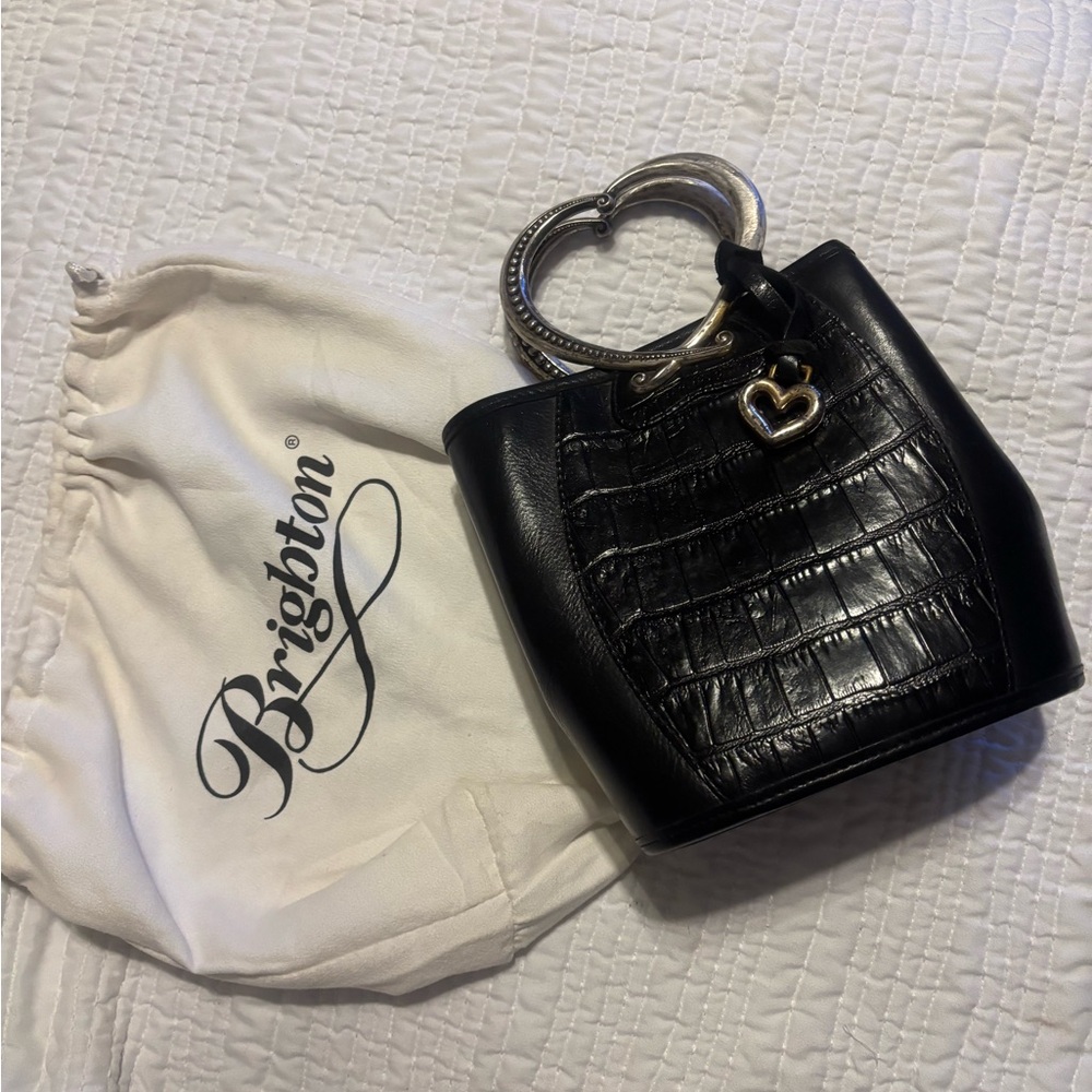 Brighton Black Mini Croc-Embossed Bag